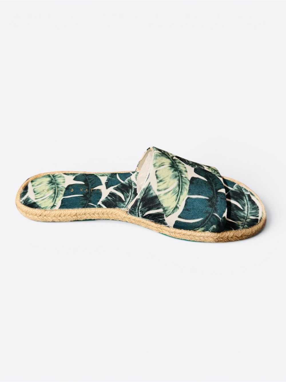 Kelly & Katie KK-Rance Green Multi Palm Print Canvas Sandals - Picture 4 of 9
